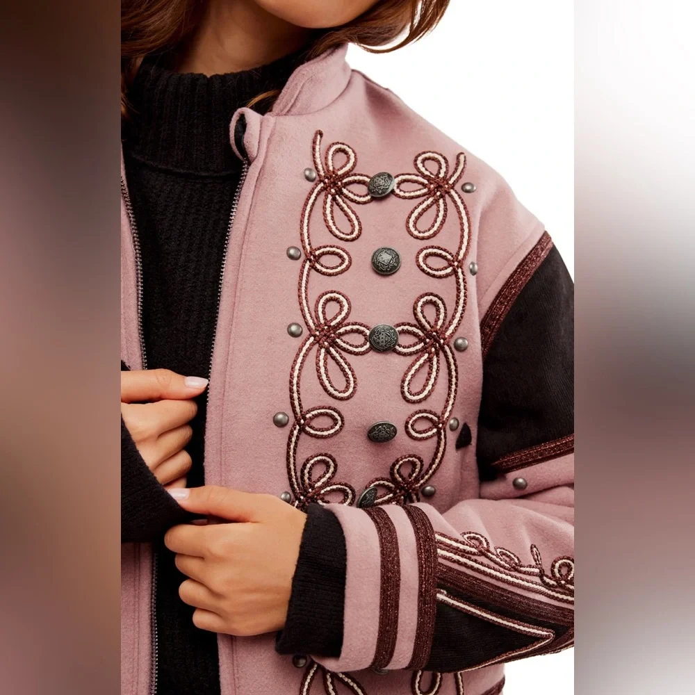 Free People Boy Band Bomber Wool Blend Jacket - Picture 4 of 6